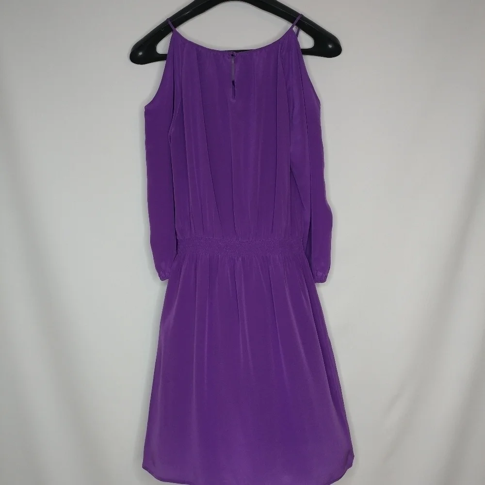 White House Black Market 100% Silk Shoulder Dress - Picture 6 of 9